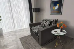 Virág ágyneműtartós fotelágy kvarcszürke szövet