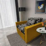 Virág ágyneműtartós fotelágy őszarany szövet