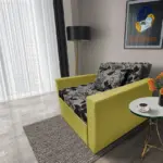 Virág ágyneműtartós fotelágy őszi levélzöld szövet