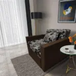 Virág ágyneműtartós fotelágy sötét mahagóni szövet