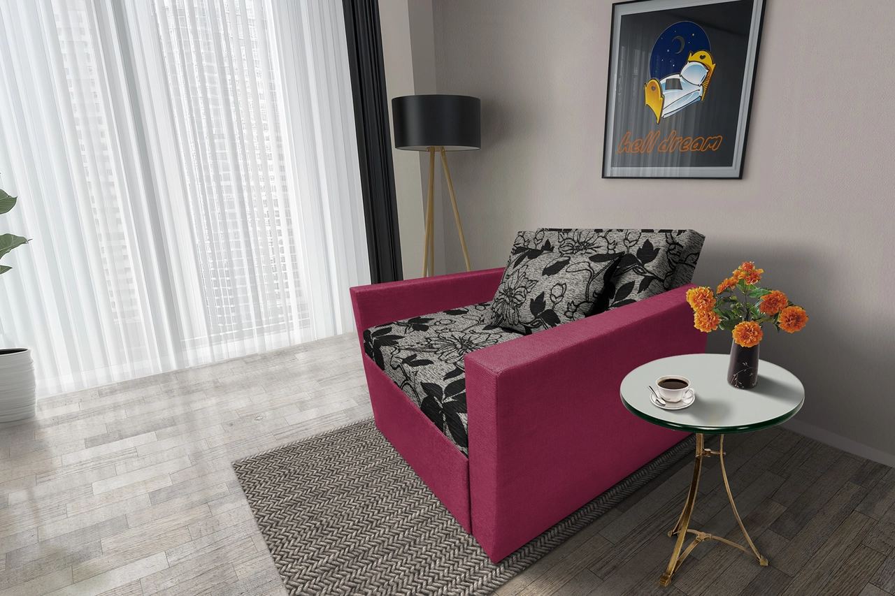 Virág ágyneműtartós fotelágy szeder szövet