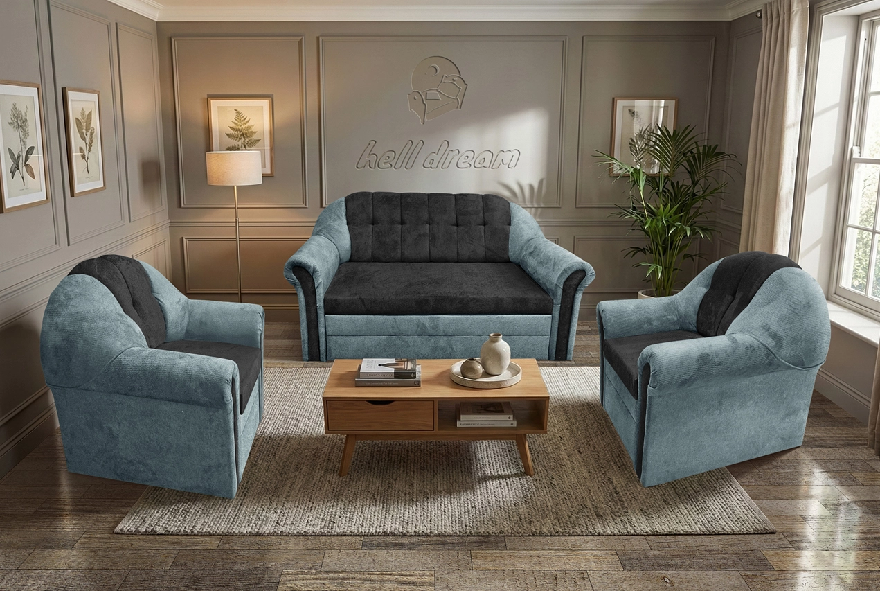 Alíz 3-1-1 ülőgarnitúra csukaszürke és bivalyfekete