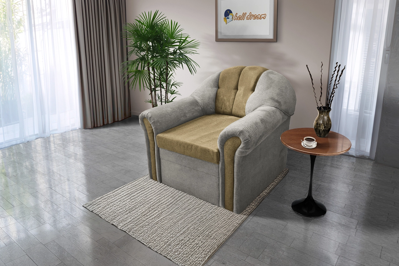 Alíz 1-es fotel ónszürke és sötét sivatagsárga