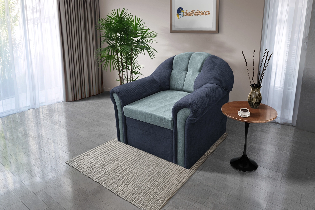 Alíz 1-es fotel sötét palakék és csukaszürke