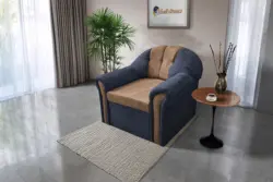 Alíz 1-es fotel sötét palakék és világos datolyabarna
