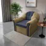 Alíz 1-es fotel sötét sivatagsárga és sötét palakék
