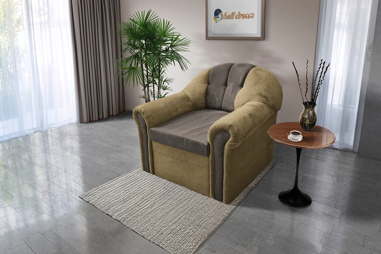 Alíz 1-es fotel sötét sivatagsárga és vakondszürke