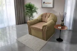Alíz 1-es fotel sötét sivatagsárga és világos datolyabarna