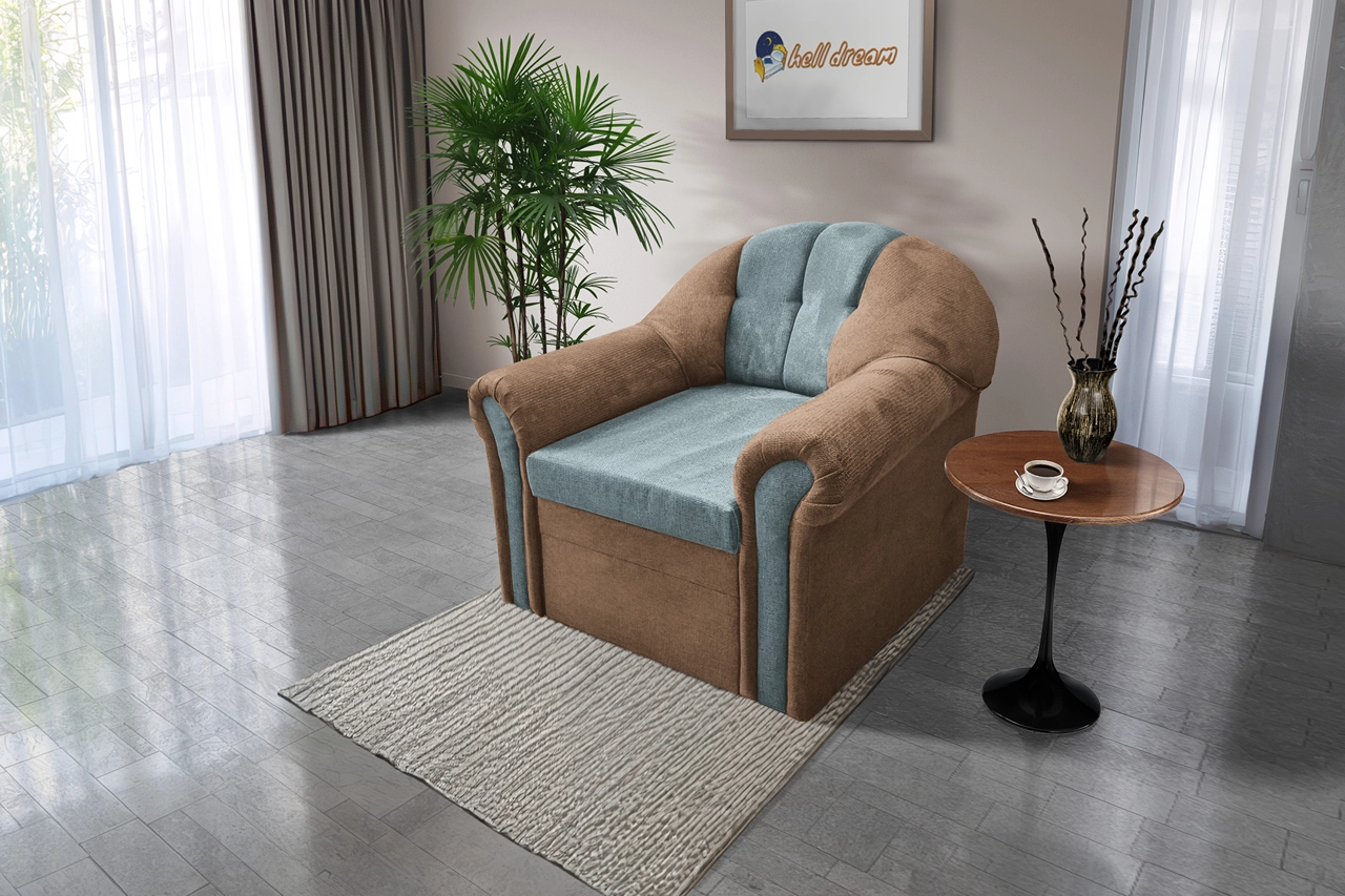 Alíz 1-es fotel világos datolyabarna és csukaszürke