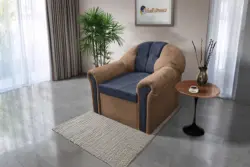 Alíz 1-es fotel világos datolyabarna és sötét palakék