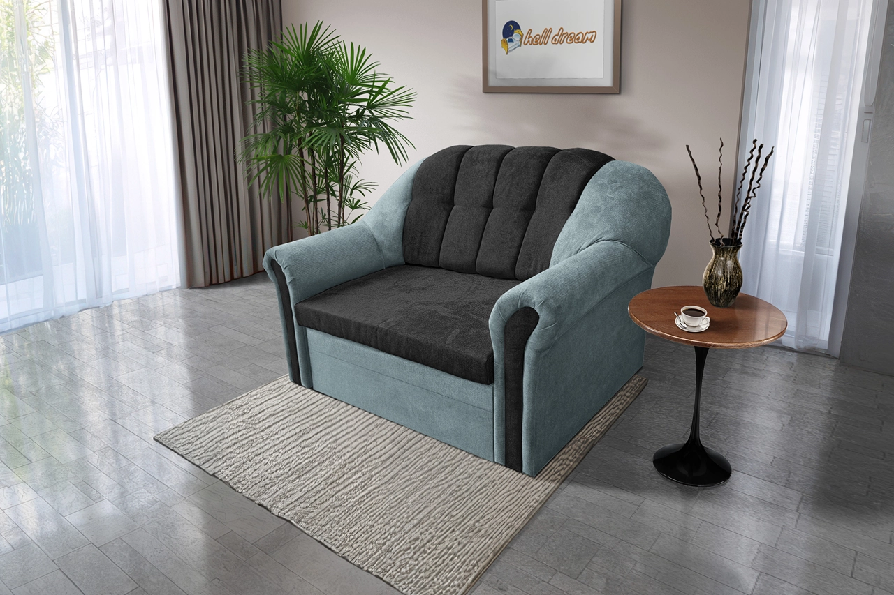 Alíz 2-es kanapé ágyazható csukaszürke és bivalyfekete