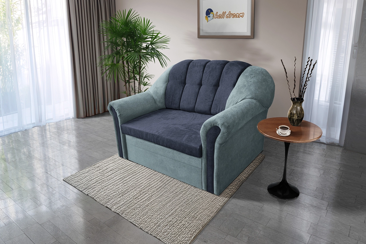 Alíz 2-es kanapé ágyazható csukaszürke és sötét palakék