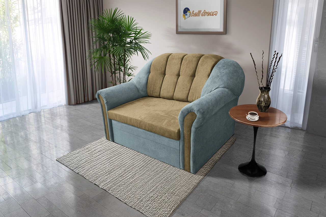 Alíz 2-es kanapé ágyazható csukaszürke és sötét sivatagsárga