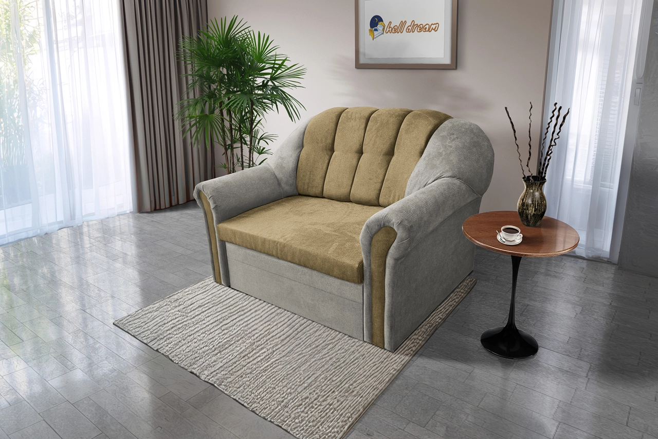 Alíz 2-es kanapé ágyazható ónszürke és sötét sivatagsárga