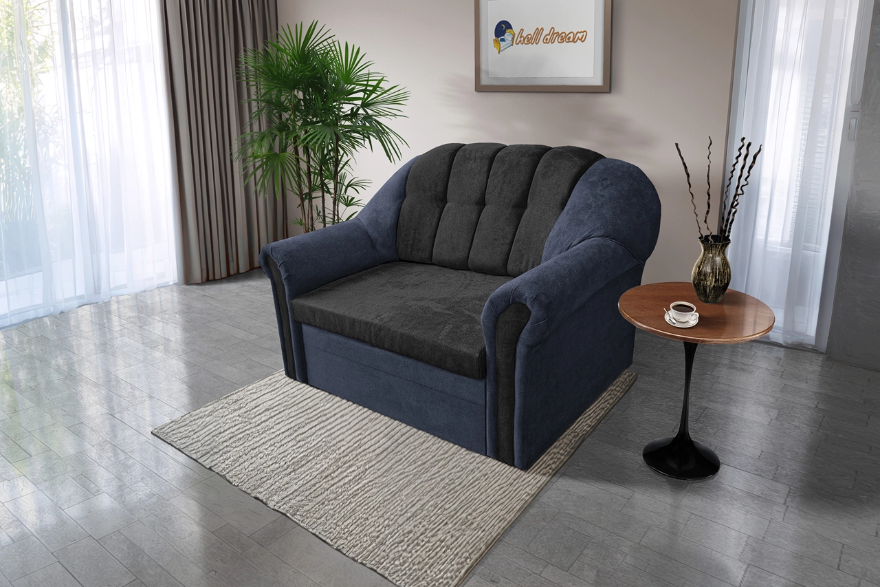 Alíz 2-es kanapé ágyazható sötét palakék és bivalyfekete