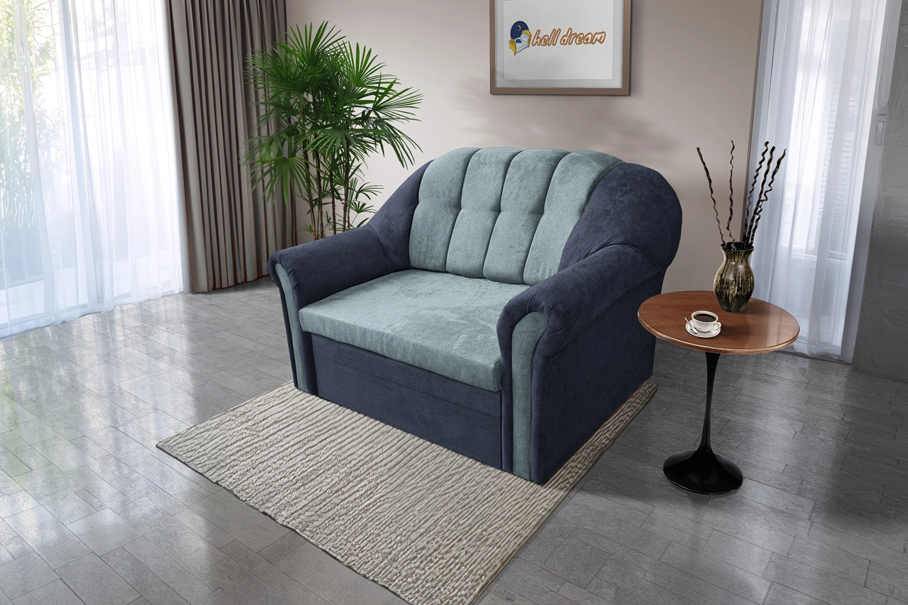 Alíz 2-es kanapé ágyazható sötét palakék és csukaszürke