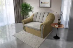 Alíz 2-es kanapé ágyazható sötét sivatagsárga és ónszürke