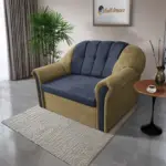 Alíz 2-es kanapé ágyazható sötét sivatagsárga és sötét palakék