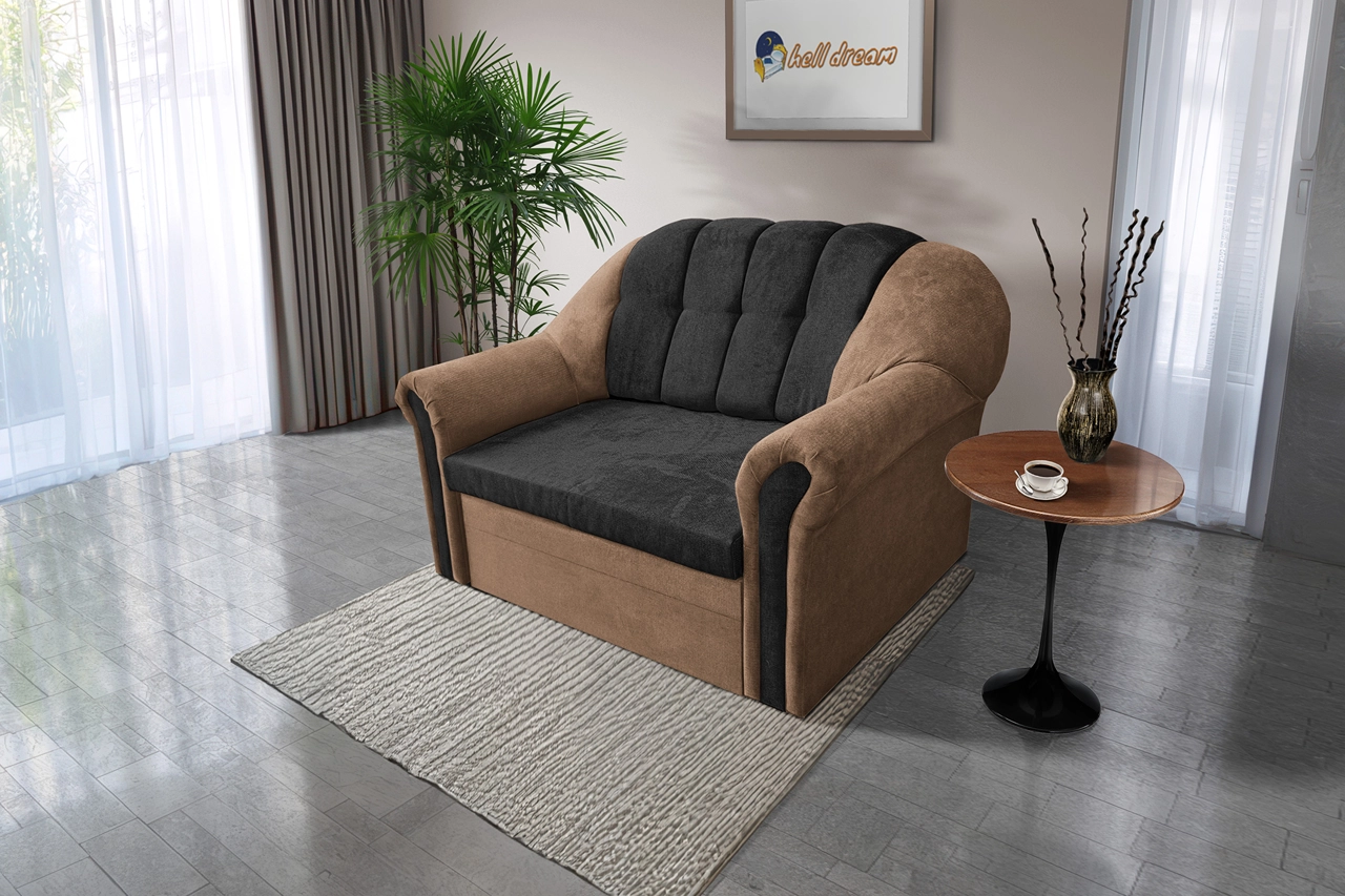 Alíz 2-es kanapé ágyazható világos datolyabarna és bivalyfekete