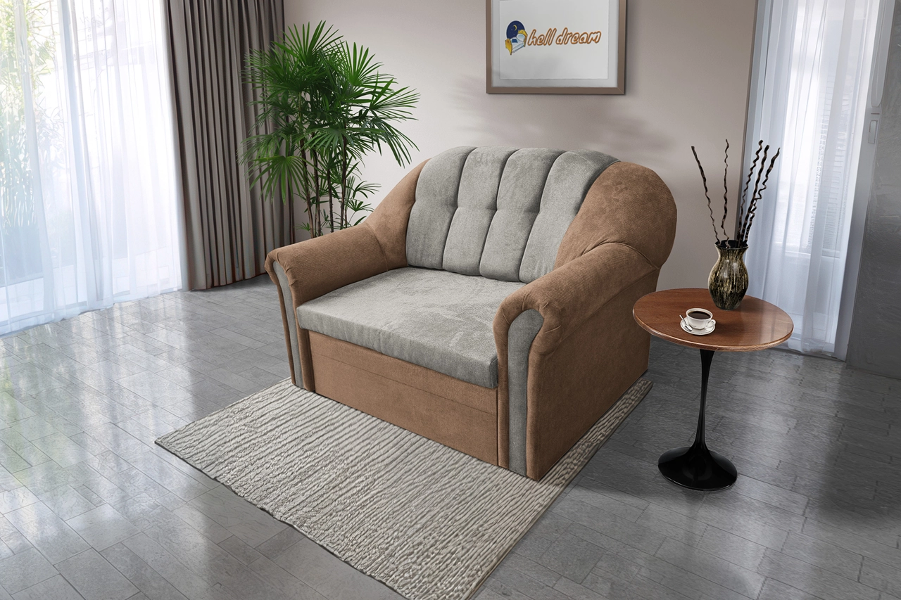 Alíz 2-es kanapé ágyazható világos datolyabarna és ónszürke