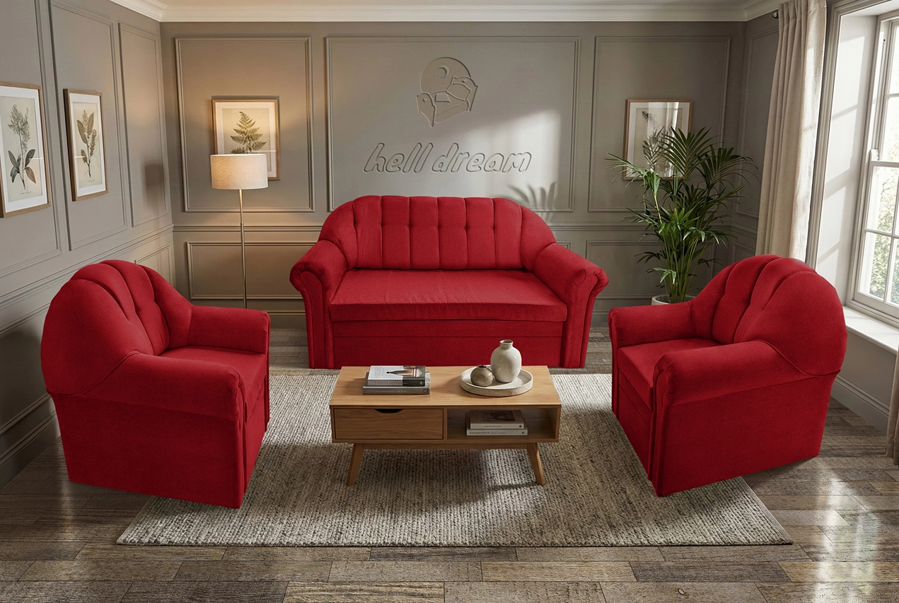 Alíz 3-1-1 ülőgarnitúra japán karminvörös