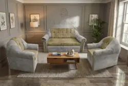 Alíz 3-1-1 ülőgarnitúra ónszürke és sötét sivatagsárga