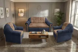Alíz 3-1-1 ülőgarnitúra sötét palakék és világos datolyabarna
