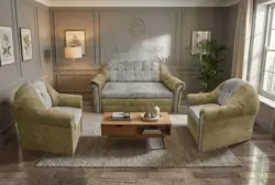 Alíz 3-1-1 ülőgarnitúra sötét sivatagsárga és ónszürke