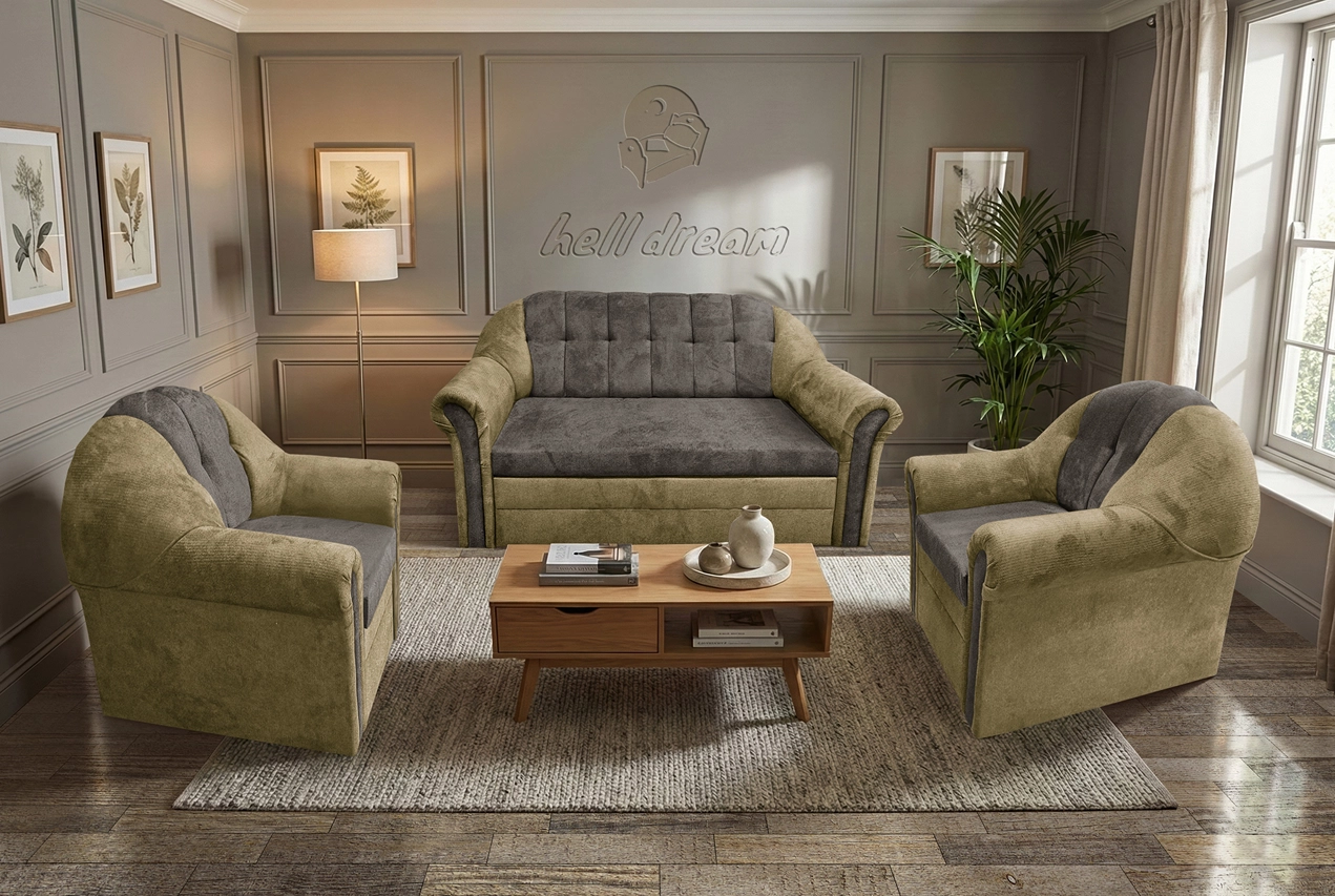 Alíz 3-1-1 ülőgarnitúra sötét sivatagsárga és vakondszürke