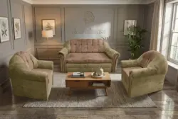 Alíz 3-1-1 ülőgarnitúra sötét sivatagsárga és világos datolyabarna