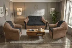 Alíz 3-1-1 ülőgarnitúra világos datolyabarna és bivalyfekete