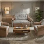 Alíz 3-1-1 ülőgarnitúra világos datolyabarna és ónszürke