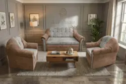 Alíz 3-1-1 ülőgarnitúra világos datolyabarna és ónszürke