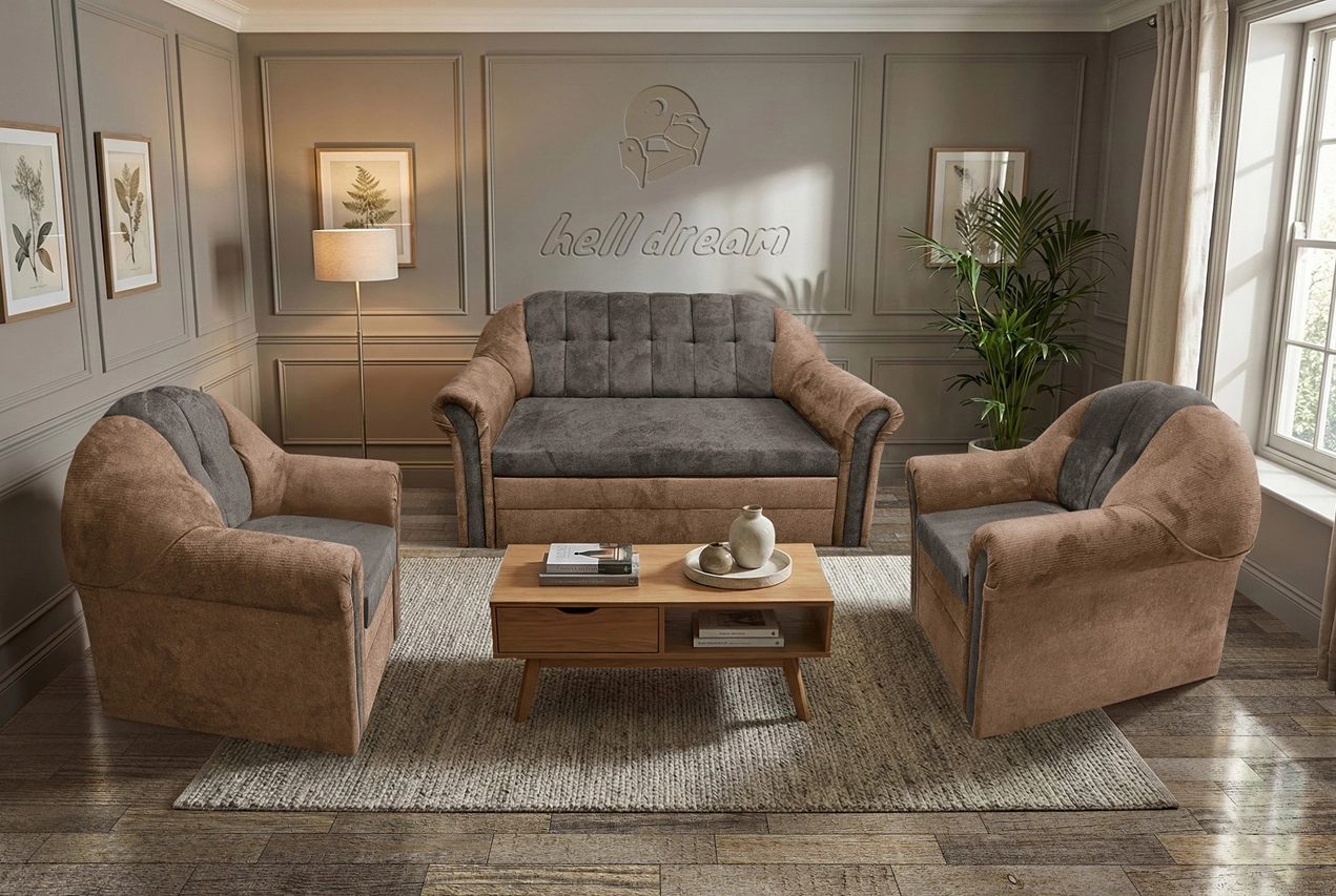 Alíz 3-1-1 ülőgarnitúra világos datolyabarna és vakondszürke