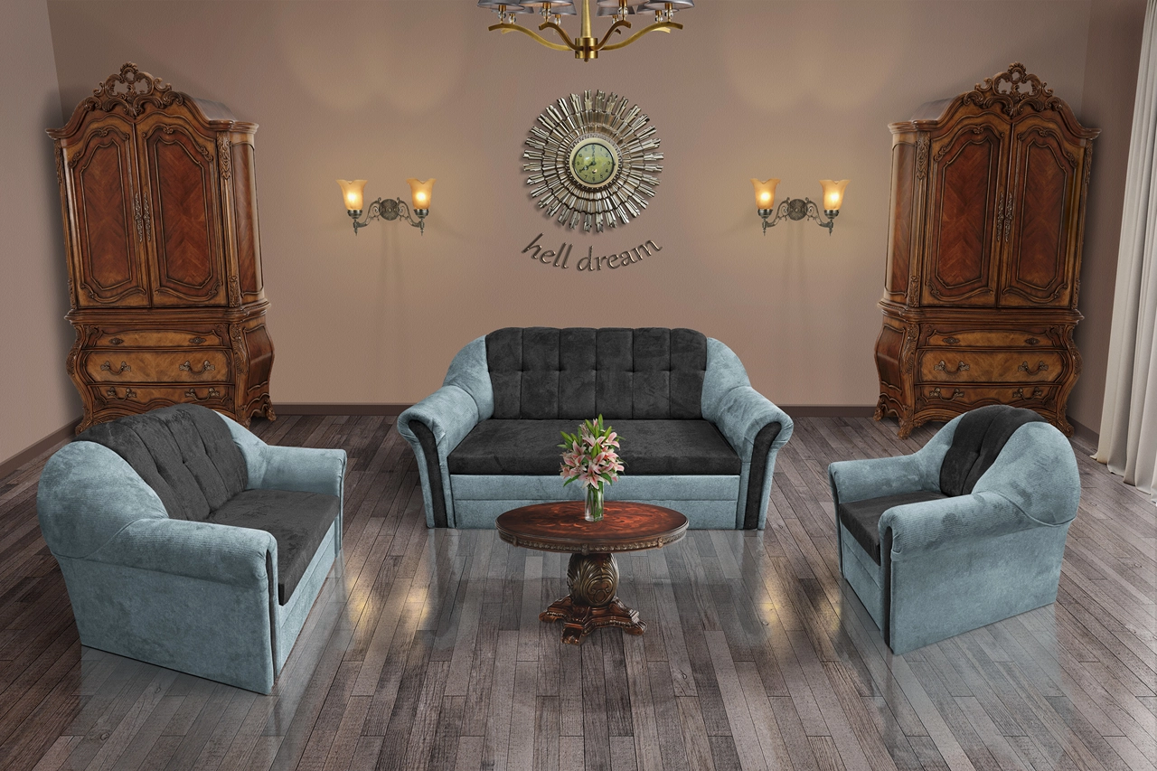 Alíz 3-2-1 ülőgarnitúra csukaszürke és bivalyfekete