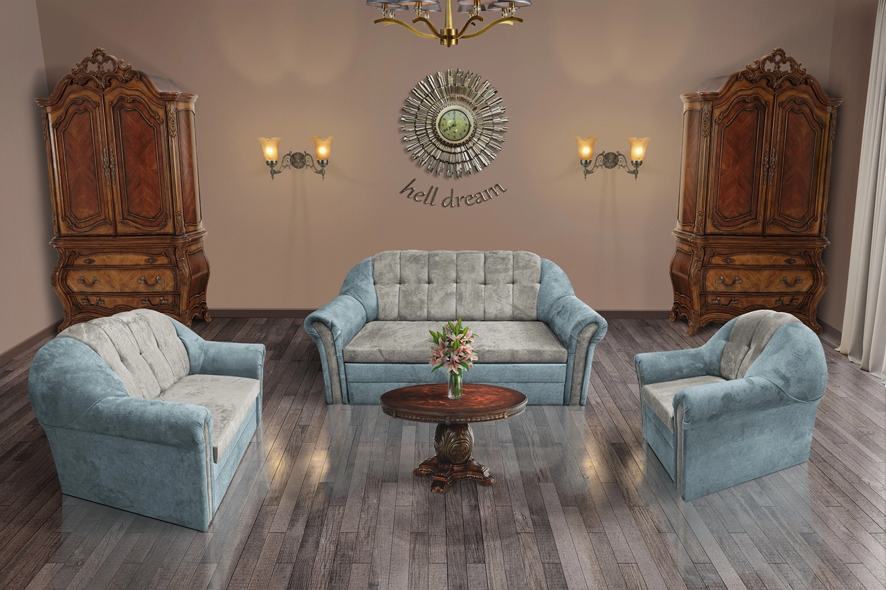 Alíz 3-2-1 ülőgarnitúra csukaszürke és ónszürke