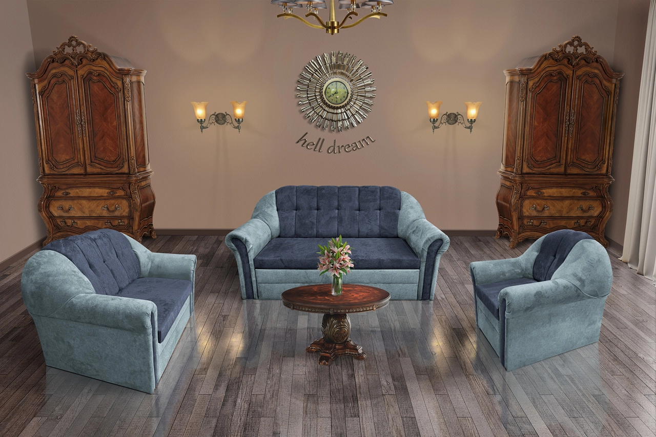 Alíz 3-2-1 ülőgarnitúra csukaszürke és sötét palakék