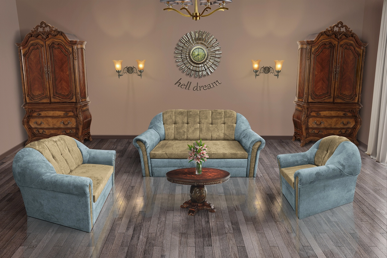 Alíz 3-2-1 ülőgarnitúra csukaszürke és sötét sivatagsárga