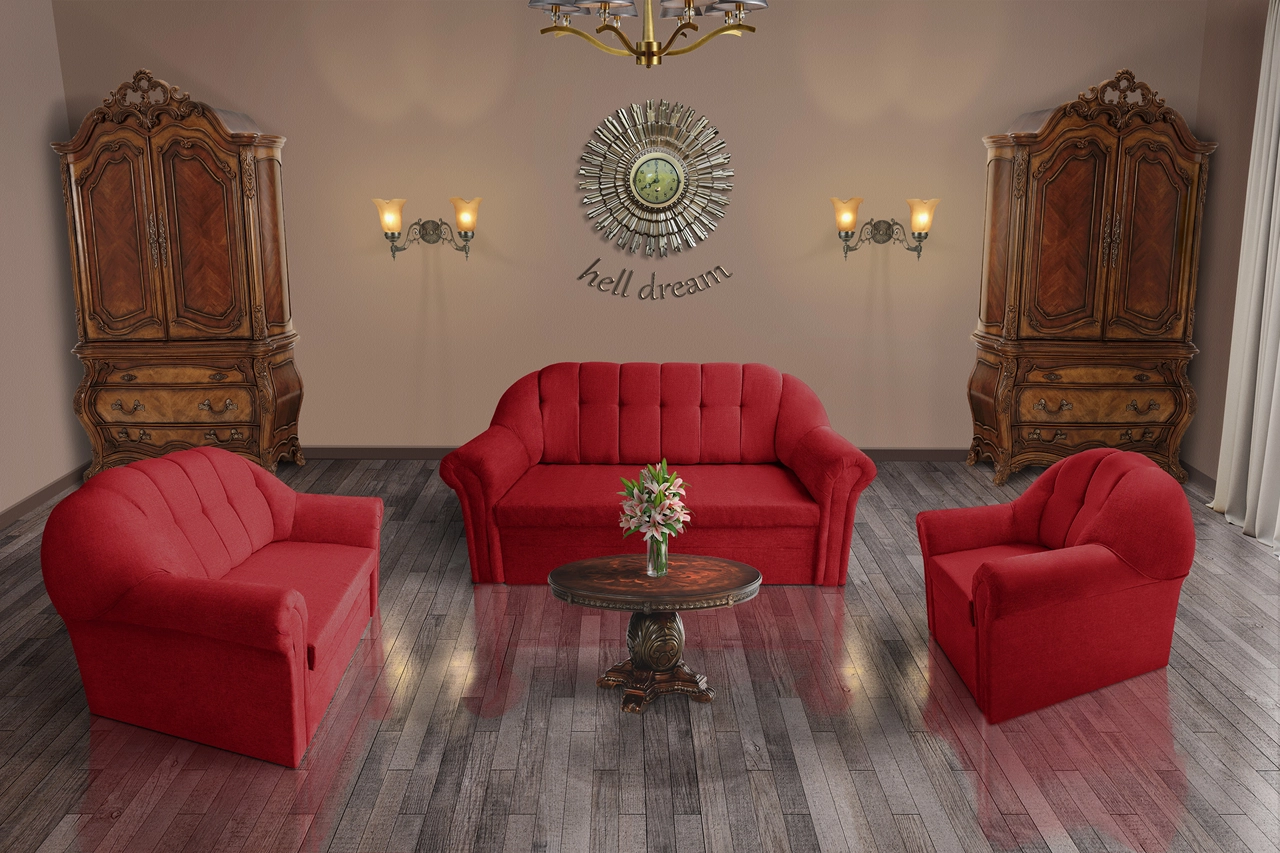 Alíz 3-2-1 ülőgarnitúra japán karminvörös