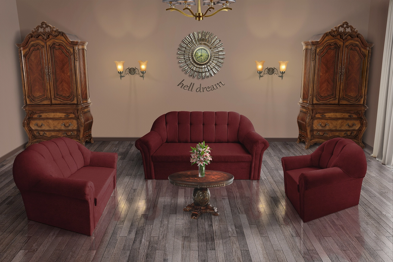 Alíz 3-2-1 ülőgarnitúra ódon borvörös