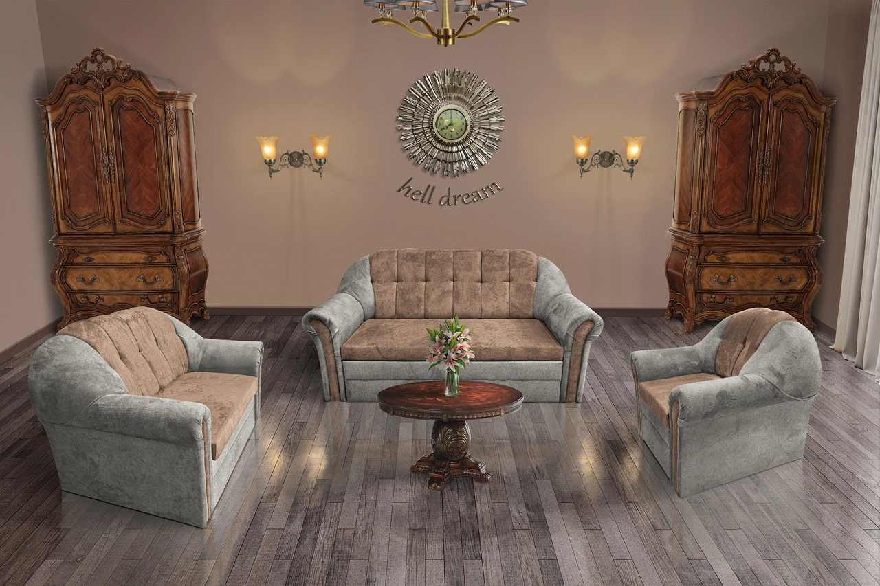 Alíz 3-2-1 ülőgarnitúra ónszürke és világos datolyabarna