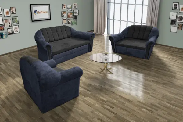 Alíz 3-2-1 ülőgarnitúra sötét palakék és bivalyfekete színű vízlepergető szenzációs szövet - image 2