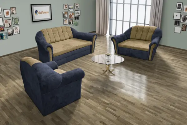 Alíz 3-2-1 ülőgarnitúra sötét palakék és sötét sivatagsárga