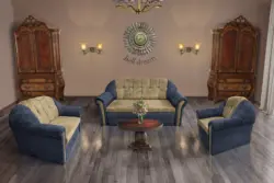 Alíz 3-2-1 ülőgarnitúra sötét palakék és sötét sivatagsárga