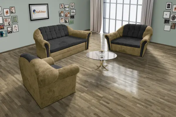 Alíz 3-2-1 ülőgarnitúra sötét sivatagsárga és bivalyfekete színű vízlepergető szenzációs szövet - image 2