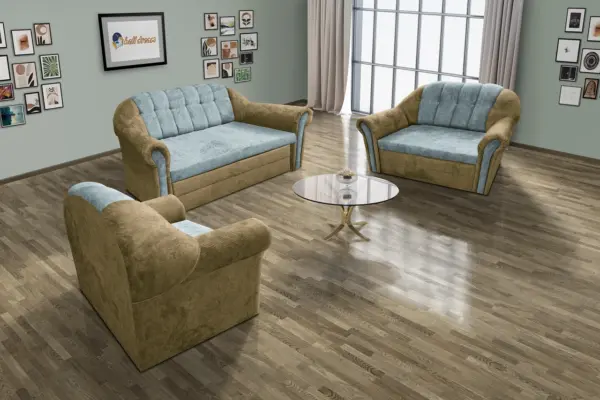 Alíz 3-2-1 ülőgarnitúra sötét sivatagsárga és csukaszürke színű vízlepergető szenzációs szövet - image 2