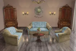 Alíz 3-2-1 ülőgarnitúra sötét sivatagsárga és csukaszürke