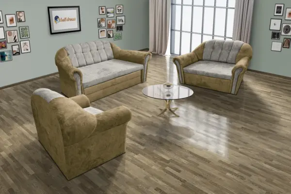 Alíz 3-2-1 ülőgarnitúra sötét sivatagsárga és ónszürke színű vízlepergető szenzációs szövet - image 2