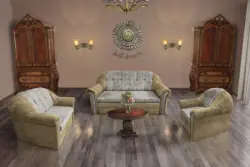 Alíz 3-2-1 ülőgarnitúra sötét sivatagsárga és ónszürke