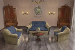 Alíz 3-2-1 ülőgarnitúra sötét sivatagsárga és sötét palakék